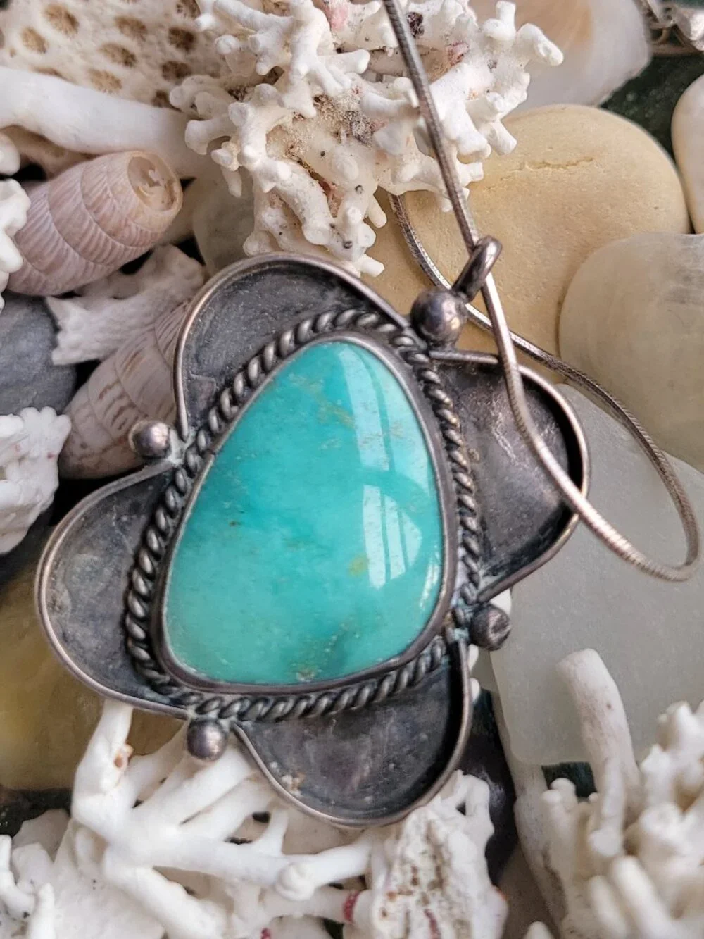 Vintage Navajo Royston Turquoise Sterling Silver Necklace-24